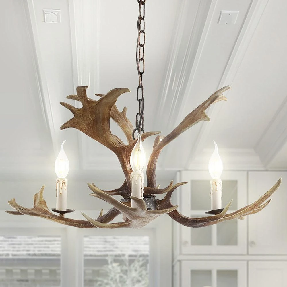 JONATHAN Y Eldora 27" Adjustable Resin Antler 3-Light LED Chandelier