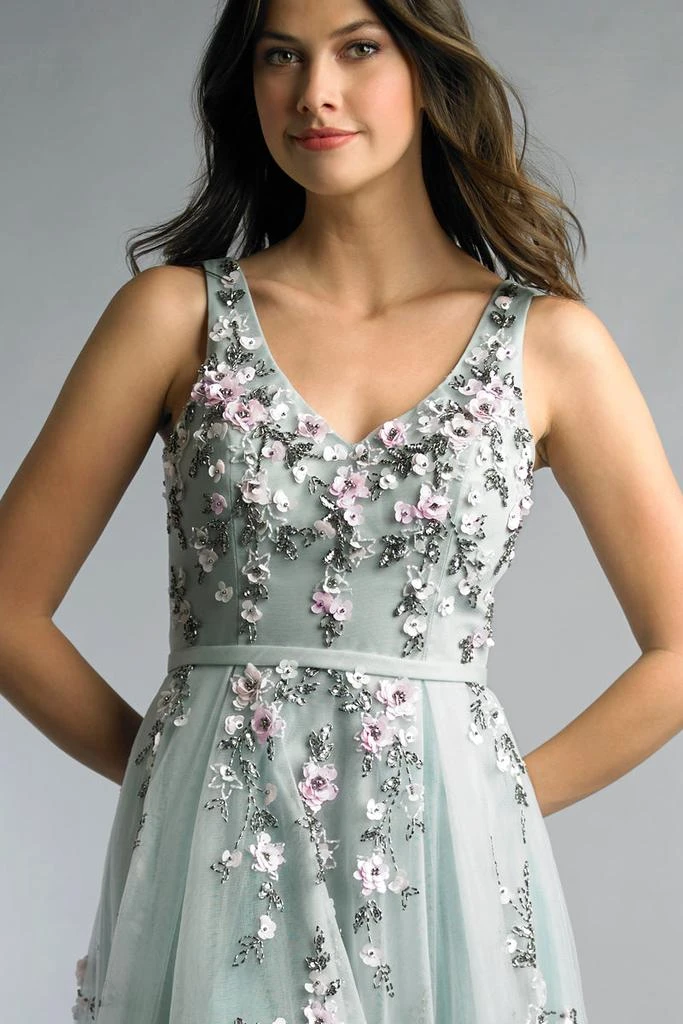 Basix Black Label Floral V Neck Evening Gown 3