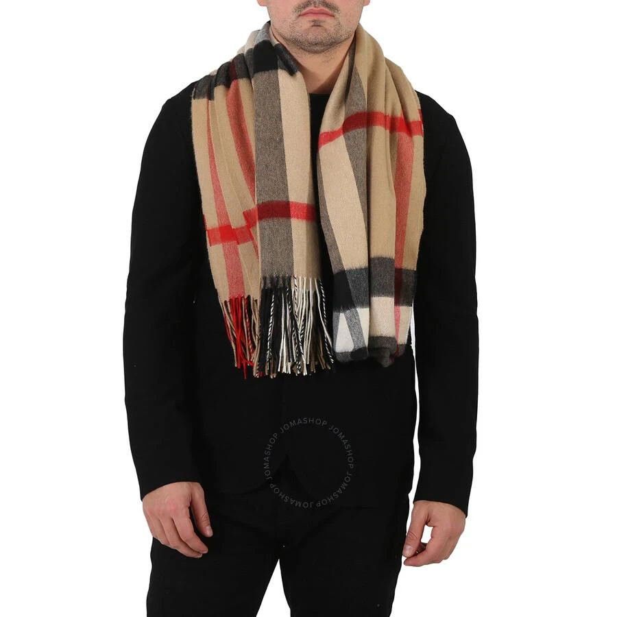 Burberry Archive Beige Half Mega Check Fringed Cashmere Scarf 2