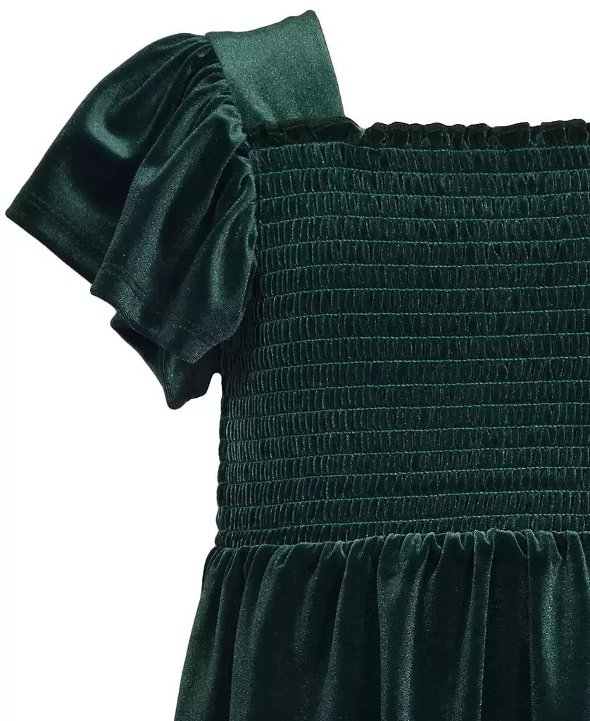 Bonnie Jean Little Girls Flutter Sleeved Smocked Stretch Velvet Dress 5