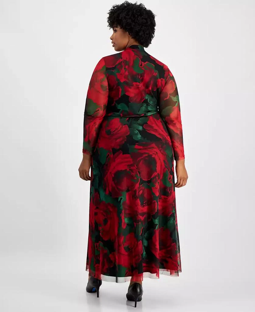 Anne Klein Plus Size Rose-Print Twist-Front Maxi Dress 2