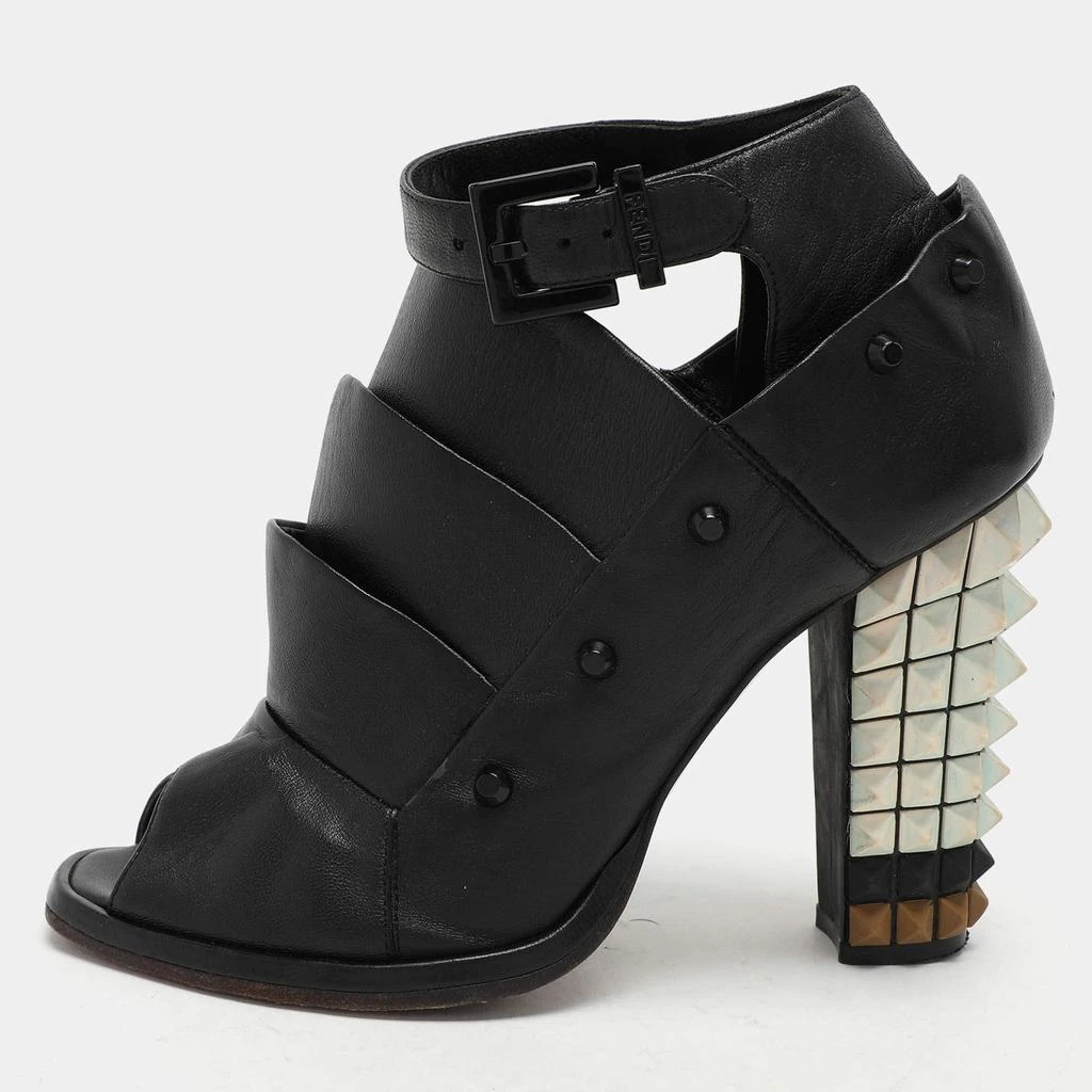 Fendi Fendi Black Leather Polifonia Booties Size 36.5 1