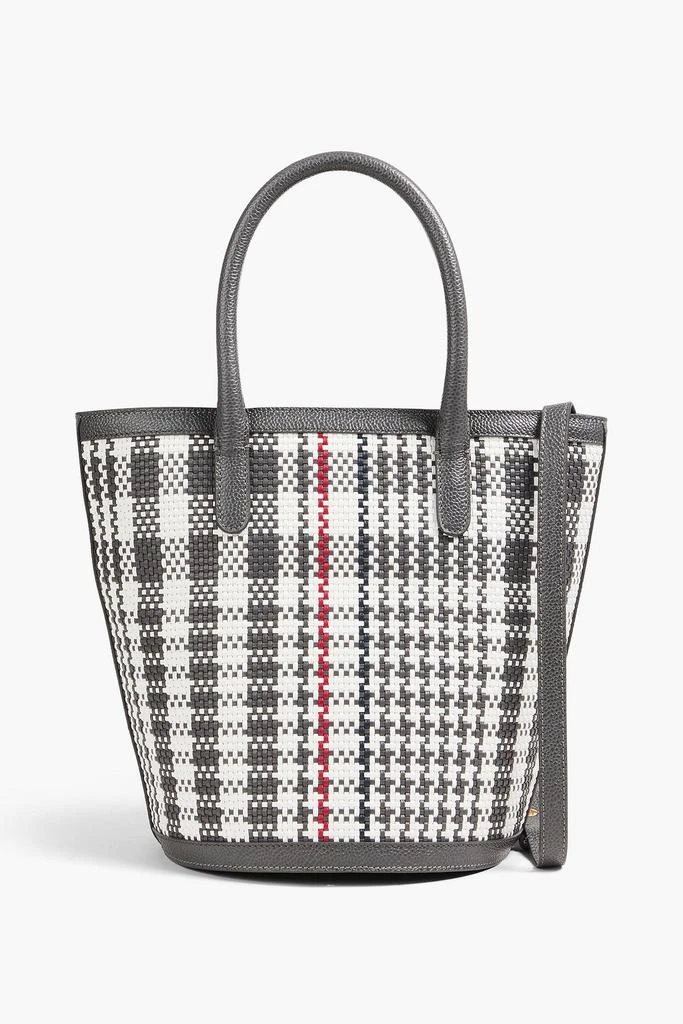 Thom Browne Checked woven and pebbled-leather bucket bag 1