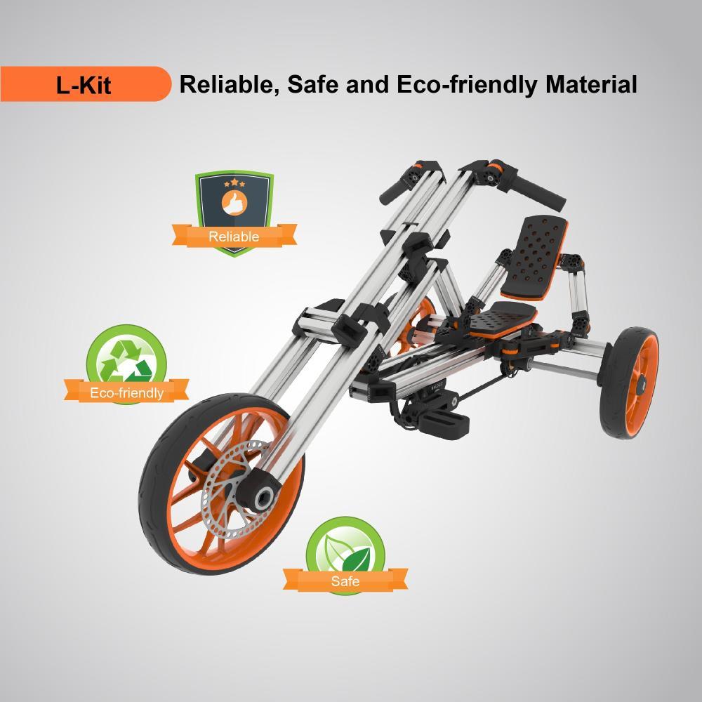 BreeBe KidRock Buildable Kit 20 in 1 Kids Go Kart Set, Suitable for 1 to 8 Years Old, Two Wheel Bike, Three Wheel Bike, Go Kart, Sit/Stand Scooter, etc. Most Popular L Kit (Non Electric)