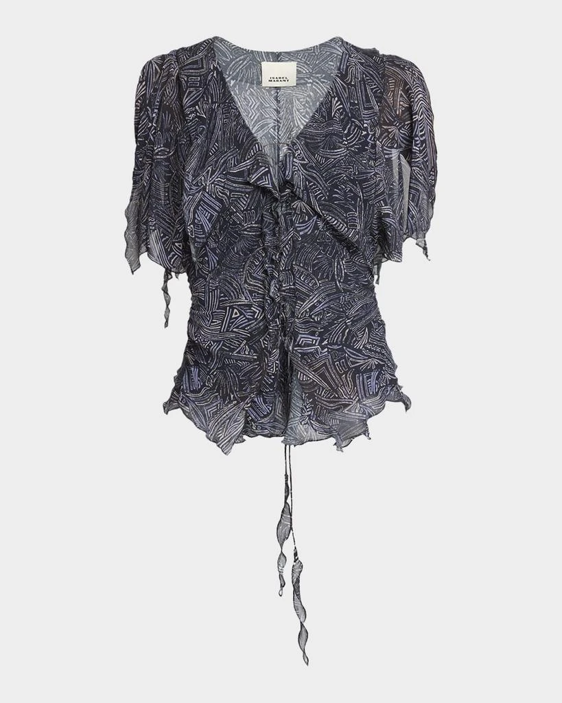 Isabel Marant Thanais Lace-Up Silk Top