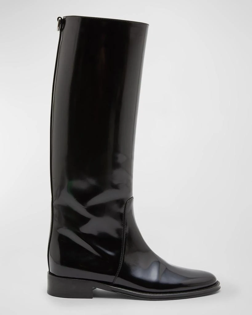 Yves Saint Laurent Hunt Knee-Length Patent Leather Boots Shoes