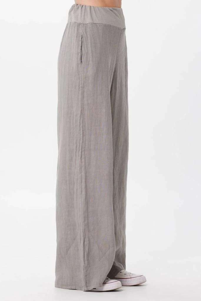 SUZY D Sultan Linen Palazzo Pants In Light Grey 4