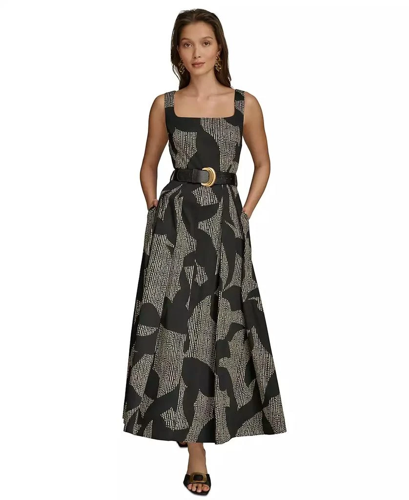Donna Karan Women's Printed Square-Neck Belted Midi Dress 1