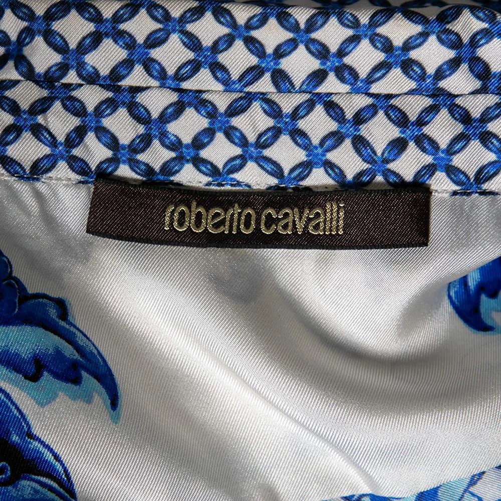 Roberto Cavalli Roberto Cavalli White & Blue Floral Print Long Sleeve Shirt L 5