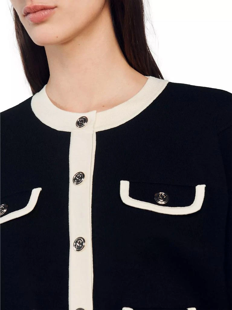 Sandro Two-Tone Cardigan with Buttons 7