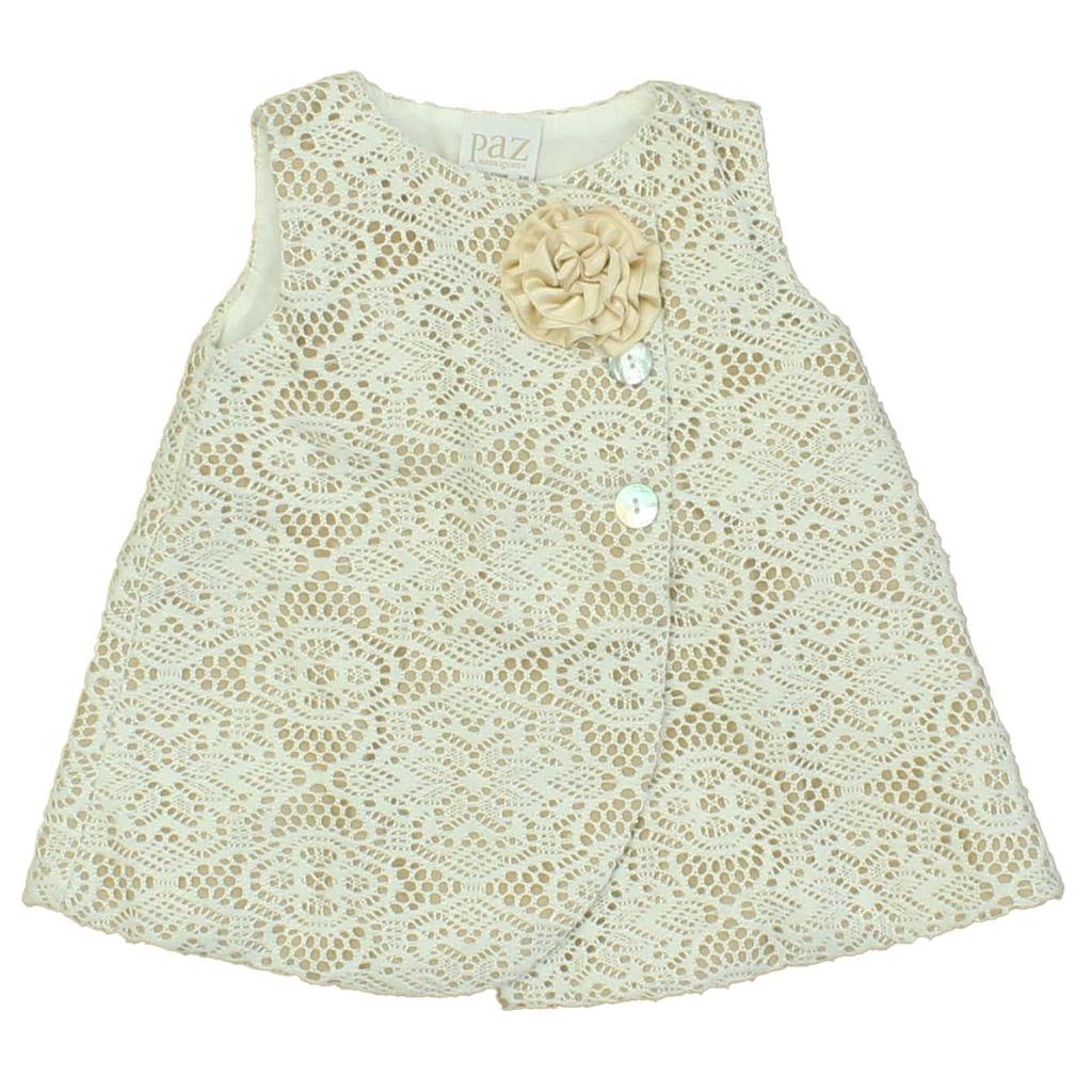Paz Rodriguez Girls Tan | White Dress