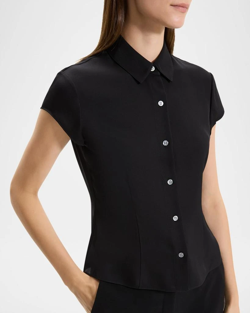 Theory Cap-Sleeve Modern Silk Georgette Blouse 4