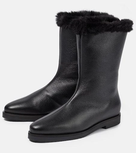 Totême Faux fur-lined leather ankle boots 5
