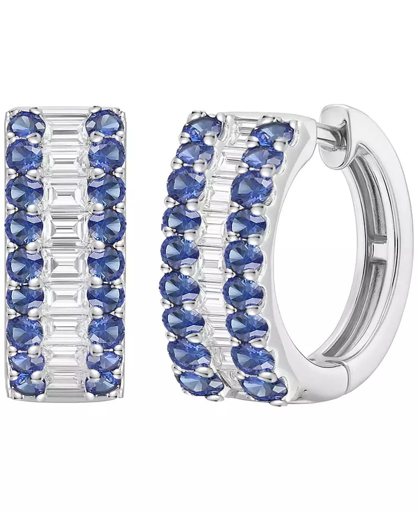 Macy
s Gemstone and Diamond Hoop Earrings (1/4 ct.t.w.) in 14K Gold (also in 14K White Gold)