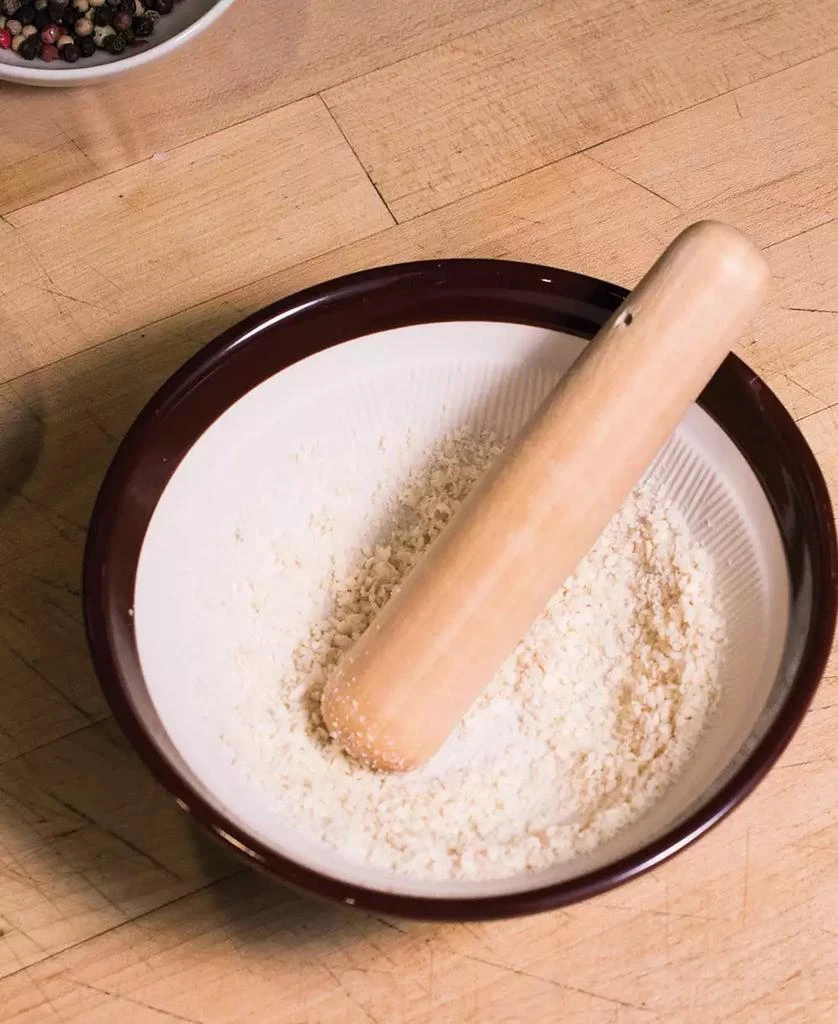 Helen's Asian Kitchen Suribachi Set, Ceramic Mortar Bowl with Maple Wood Pestle 4