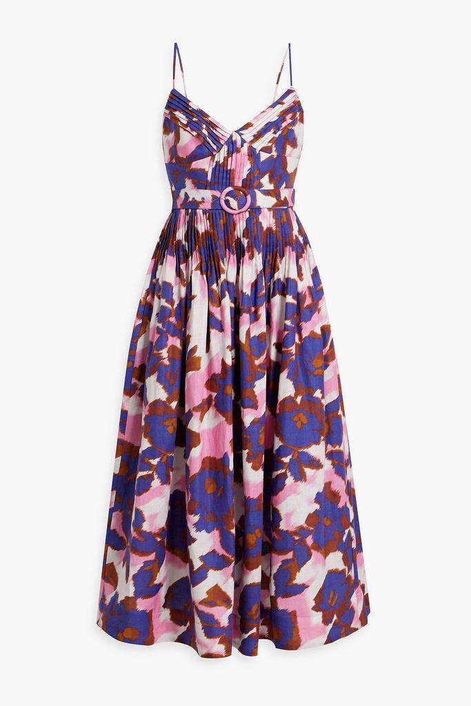 NICHOLAS Belted printed linen maxi dress