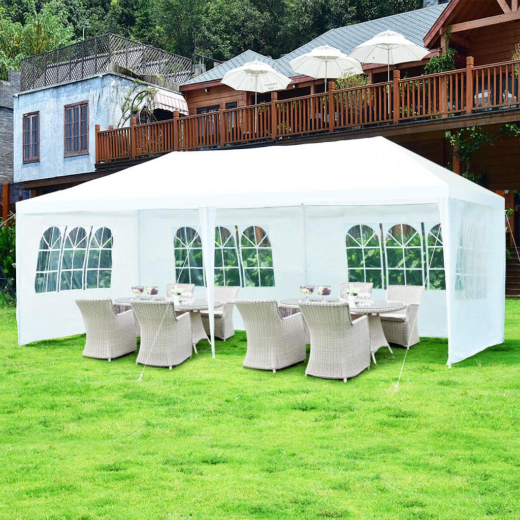 Hivvago 10 x 20 Feet 6 Sidewalls Canopy Tent with Carry Bag-White