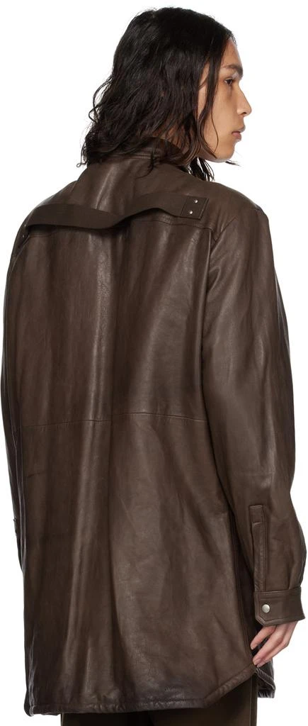 Rick Owens Brown Jumbo Fogpocket Leather Jacket 3