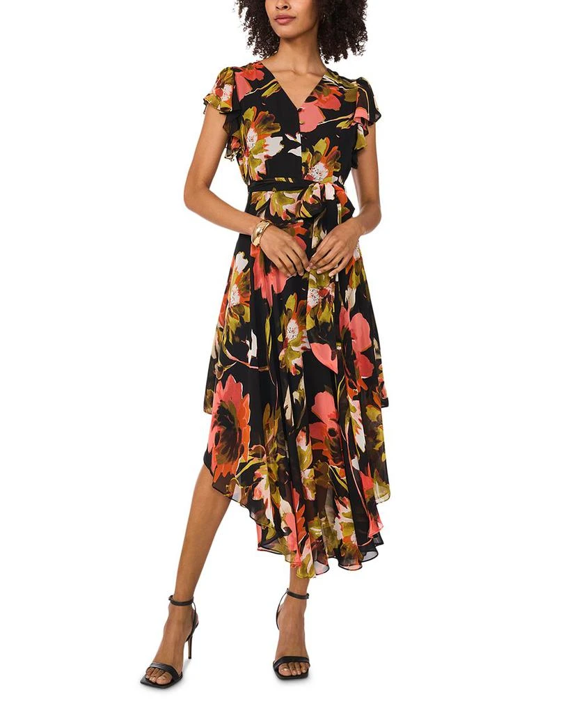 Vince Camuto V Neck Flutter Sleeve Dress 1