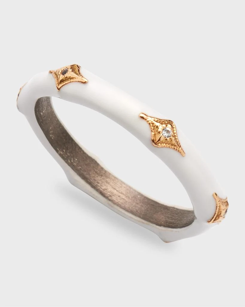 Armenta New World White Enamel Diamond Crivelli Stack Ring 4