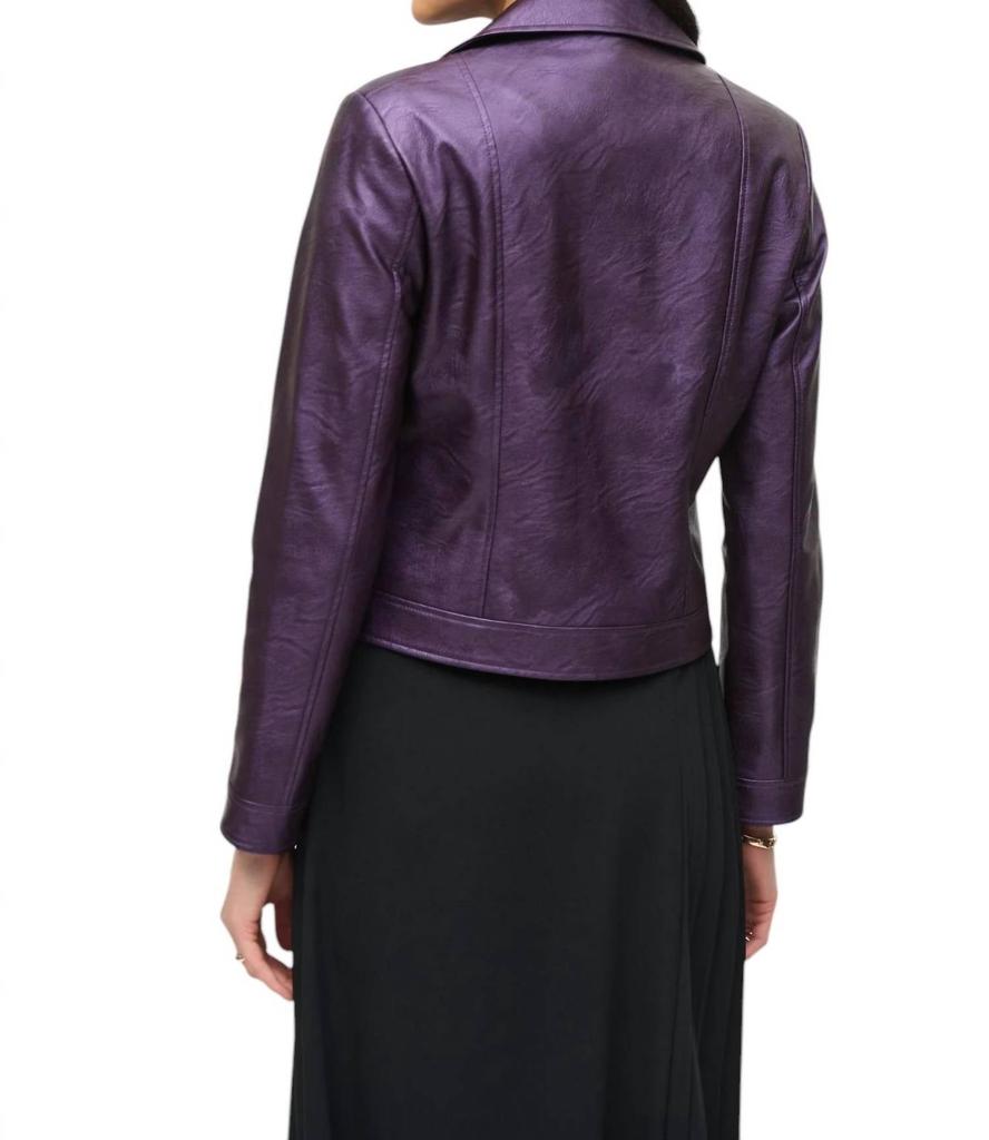 JOSEPH RIBKOFF Joseph Ribkoff - Metallic Faux Leather Biker Jacket