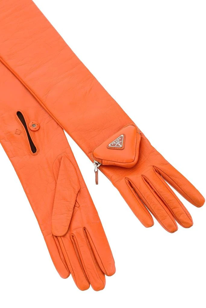 Prada Leather Long Gloves With Pouch 1