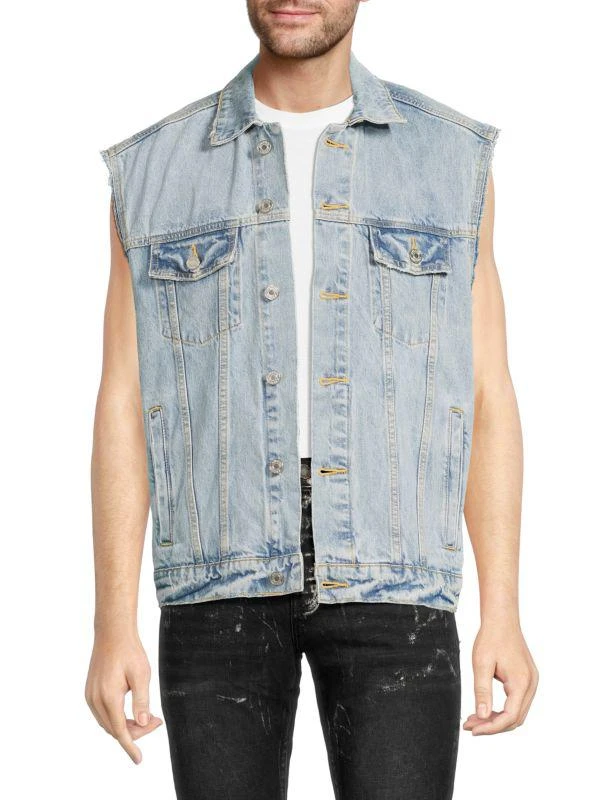 Purple Brand Logo Embroidered Denim Vest 1