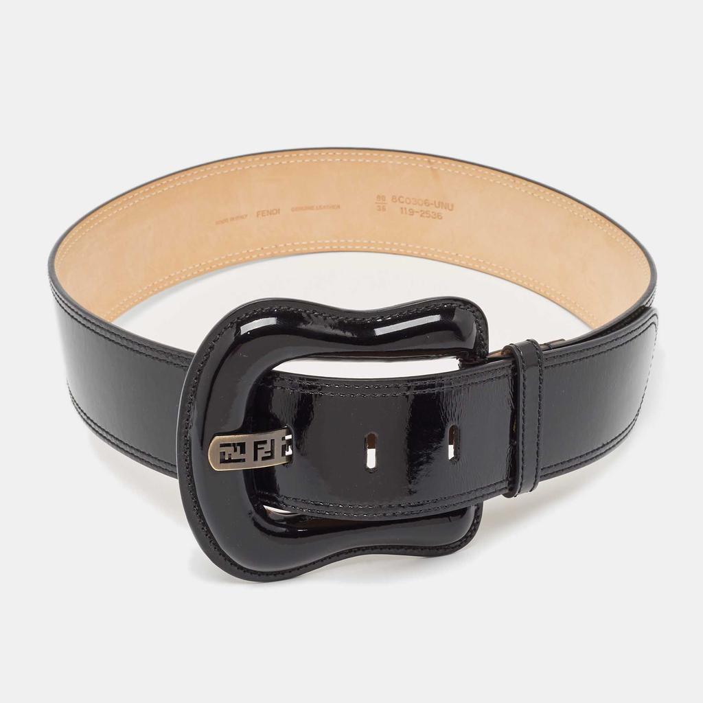 Fendi Fendi Black Patent Leather Wide Buckle Belt 90 CM