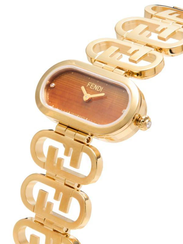 Fendi Fendi O
lock Ion-Plated Yellow Gold Stainless Steel, Tiger-Eye Stone 
0.03 TCW Diamond Oval Quartz Watch 3