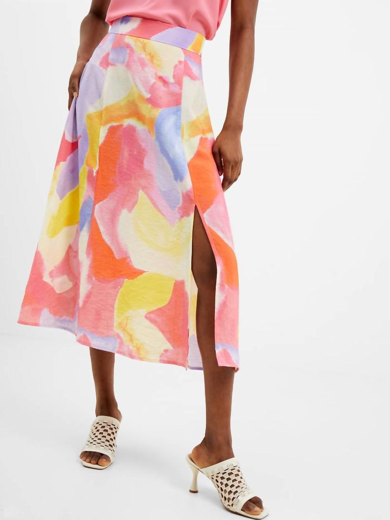 French Connection Isadora Faron Drape Slip Midi Skirt In Summer Multi