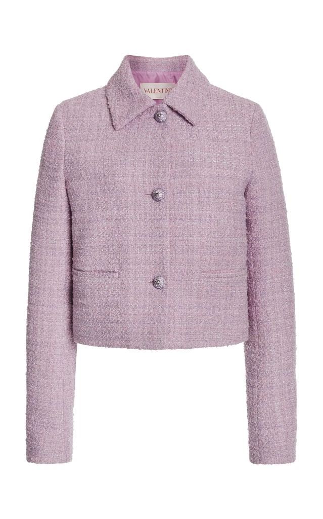 Valentino Valentino Garavani - Cropped Tweed Jacket - Purple - IT 40 - Moda Operandi 1