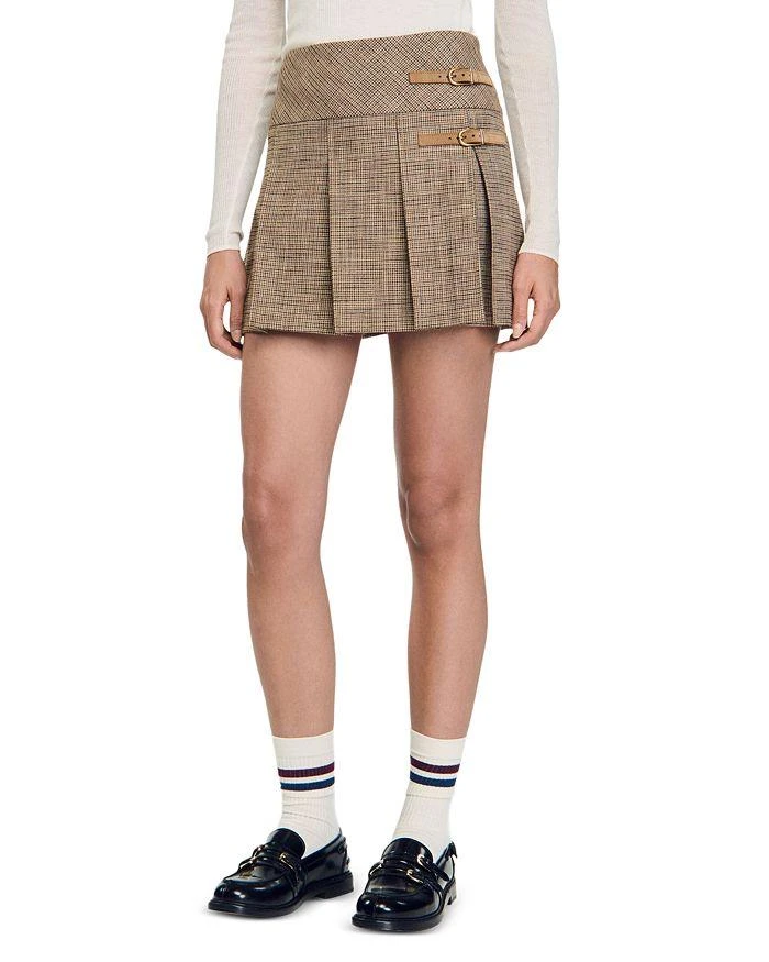Sandro Cary Houndstooth Pleated Skirt 1