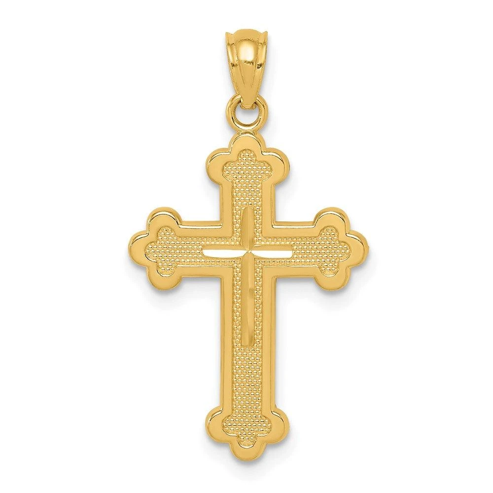 Diamond2Deal 14k Yellow Gold Budded Cross Pendant