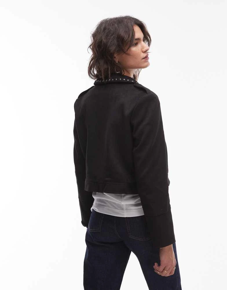 Mango Mango studded collar western jacket in black 4