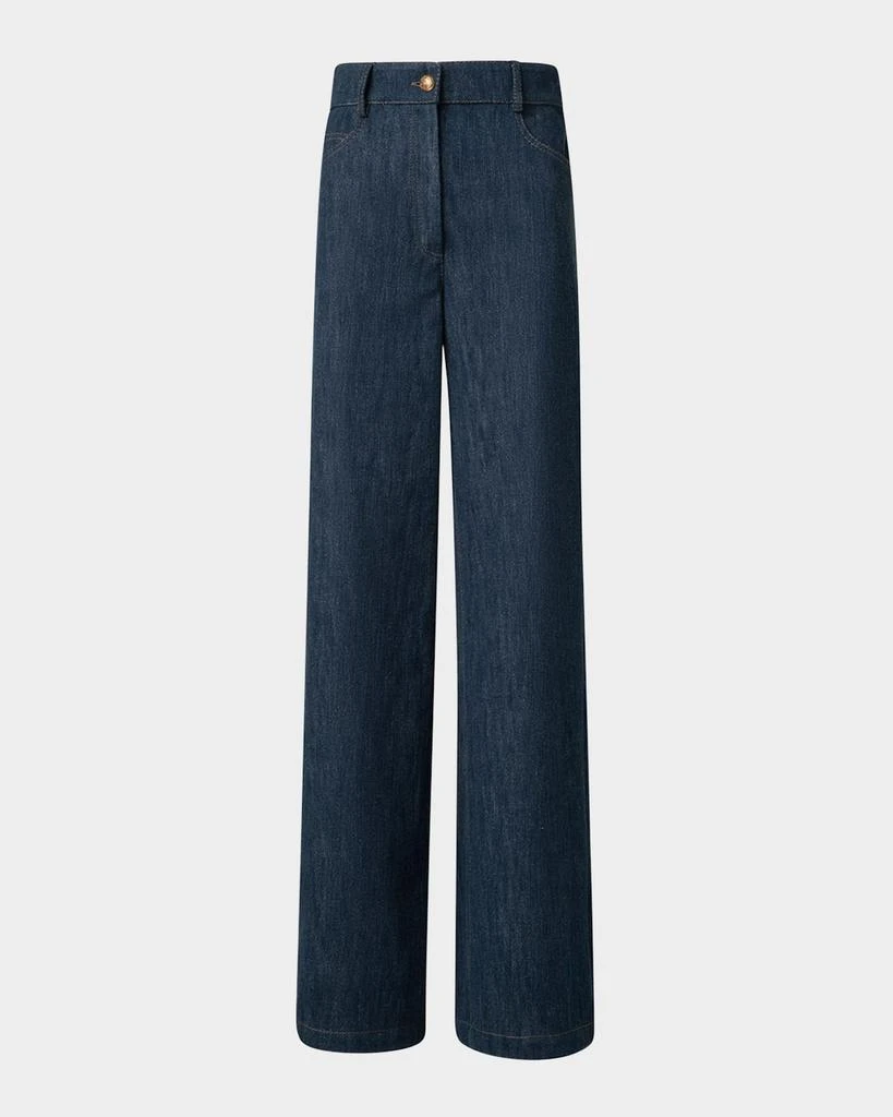 Akris Cooper Cotton-Wool Denim Wide-Leg Pants 1