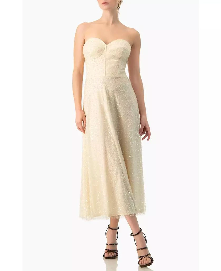 Ivonne Women's Strapless Bustier Sequin Midi Dress