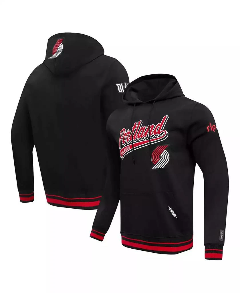 Pro Standard Men's Black Portland Trail Blazers Script Tail Pullover Hoodie 1