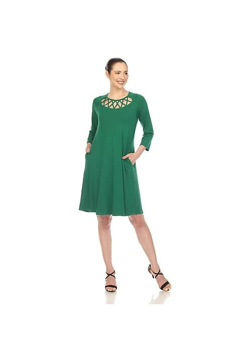 White Mark Mark Womens Criss Cross Neckline Swing Midi Dress 1