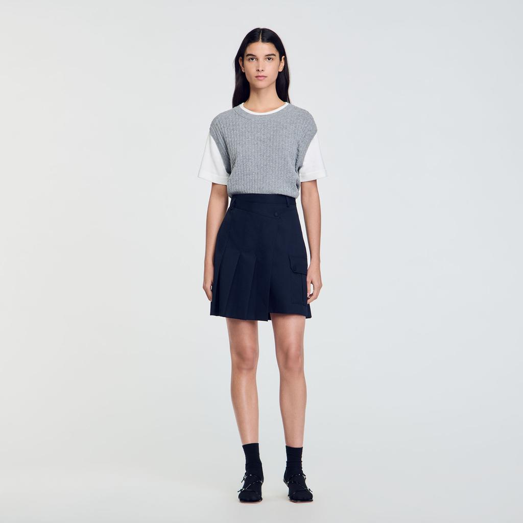 Sandro Dual-Material Knit Sweater
