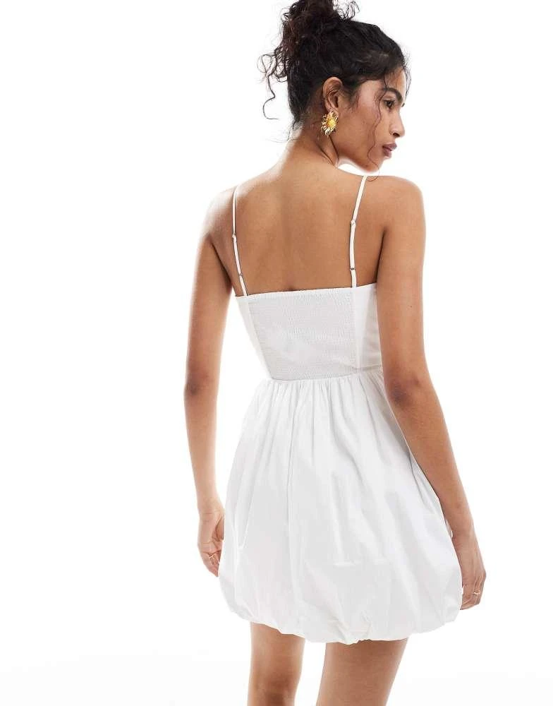 Mango Mango corset bubble hem mini dress in white 4