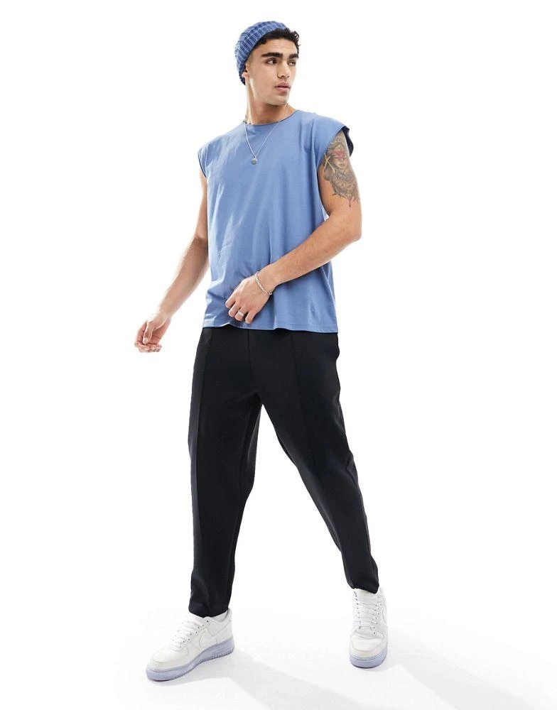 Brave Soul Brave Soul raw edge vest in coronet blue 3