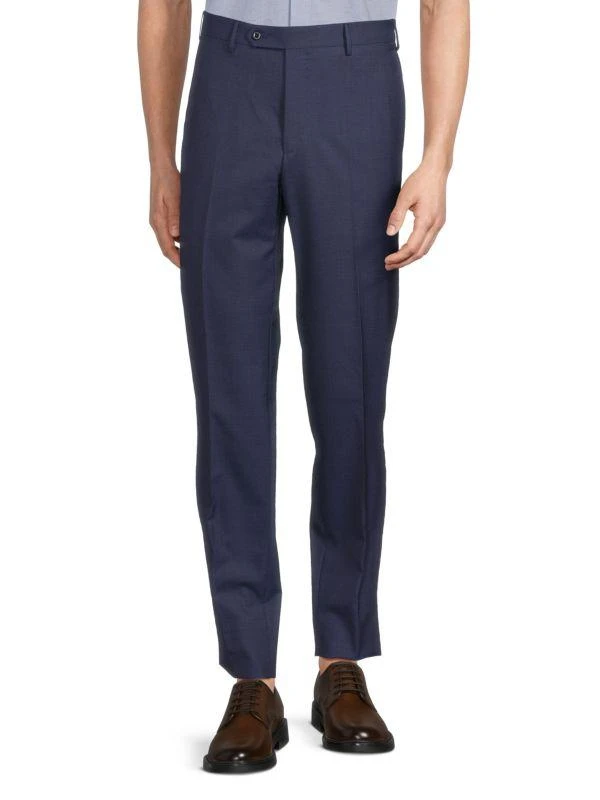 Zanella Tailored Fit Flat Front Wool Pants 1