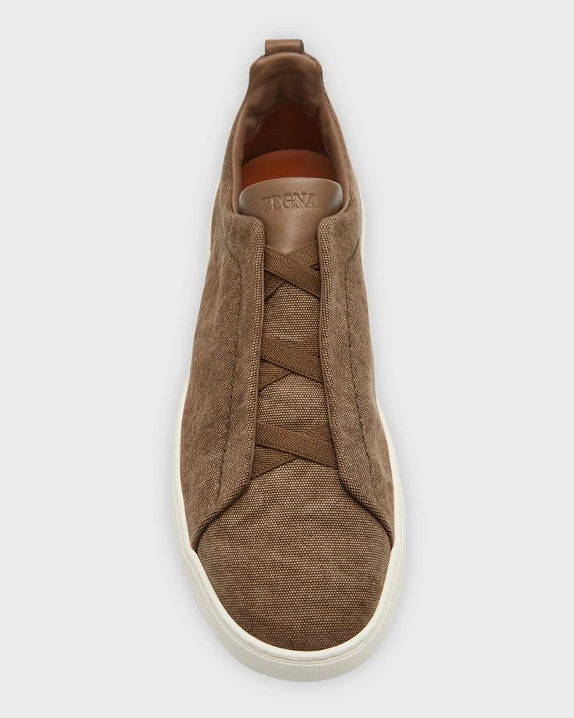 Zegna Men's Triple Stitch Canvas Slip-On Sneakers 6
