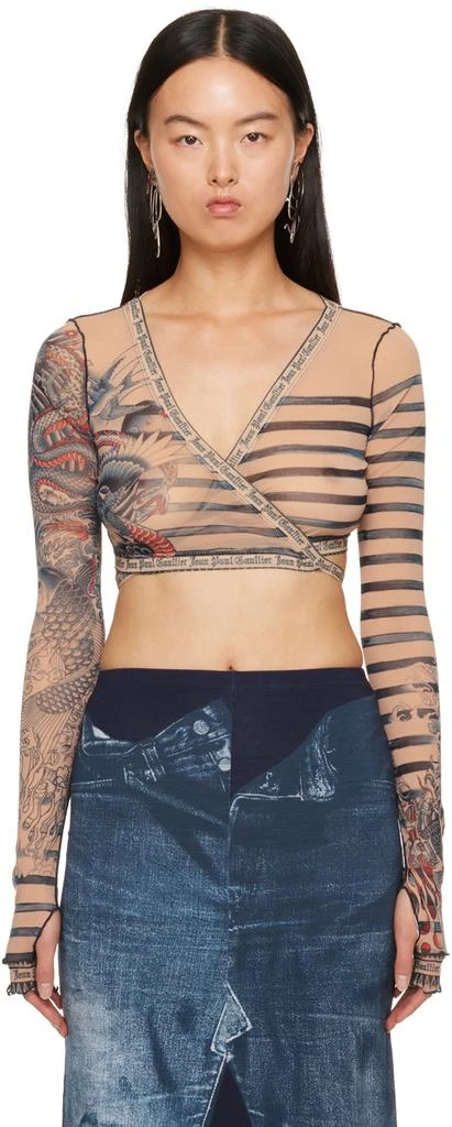 Jean Paul Gaultier Orange Graphic Long Sleeve T-Shirt 1
