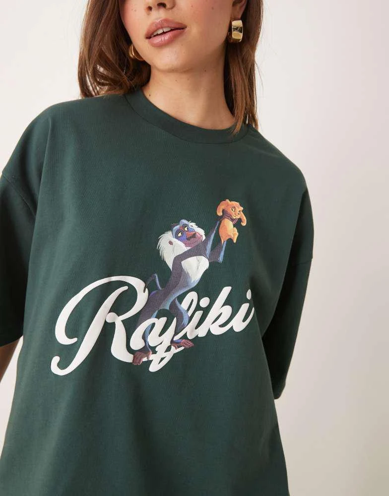 ASOS ASOS DESIGN Disney unisex oversized cropped t-shirt with Lion King Rafiki print and piping in green 3