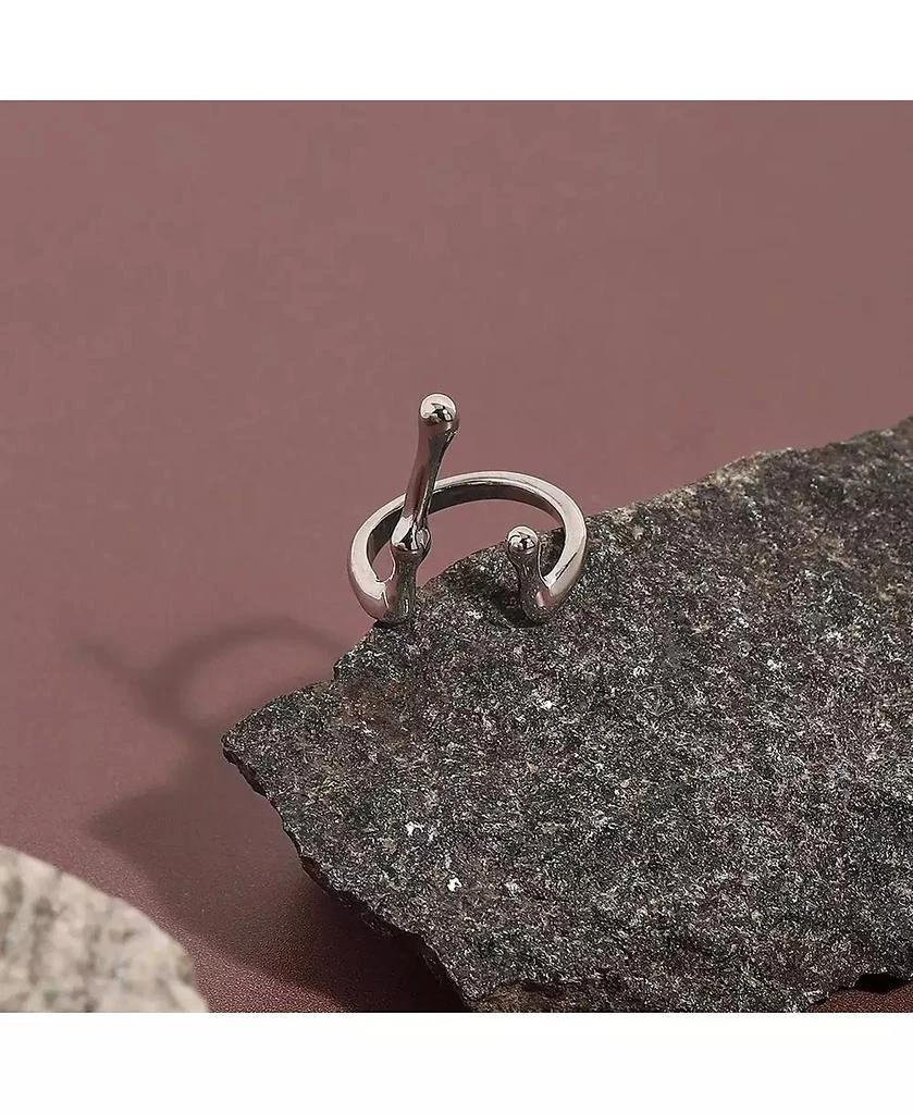 SOHI Women
s Silver  Minimal Metallic Open Ring 3