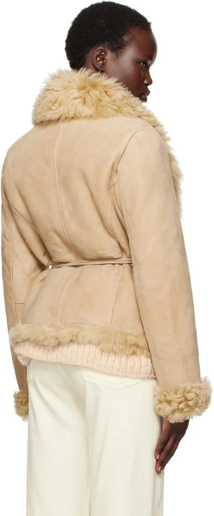 Saks Potts Beige Moss Shearling Jacket 3