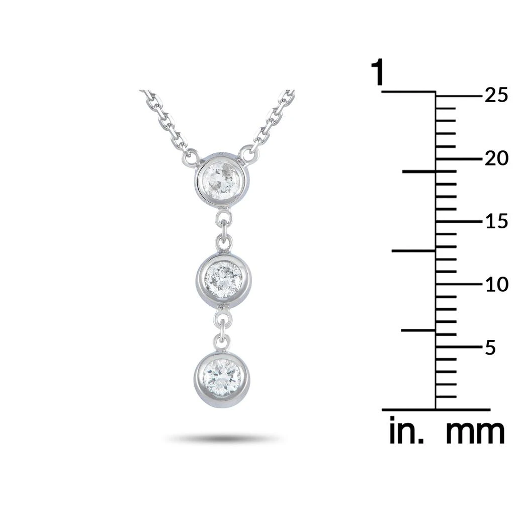 Non Branded 14K White Gold 0.45ct Diamond 3-Stone Necklace 4