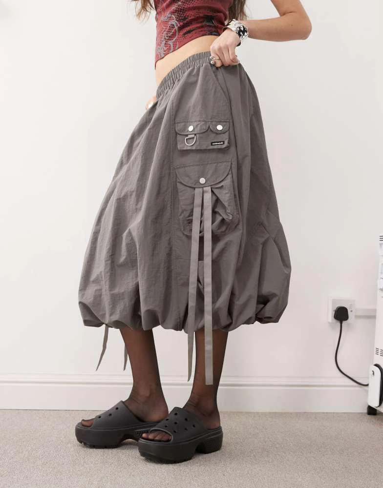 minga Minga London nylon puff midi skirt in grey 5