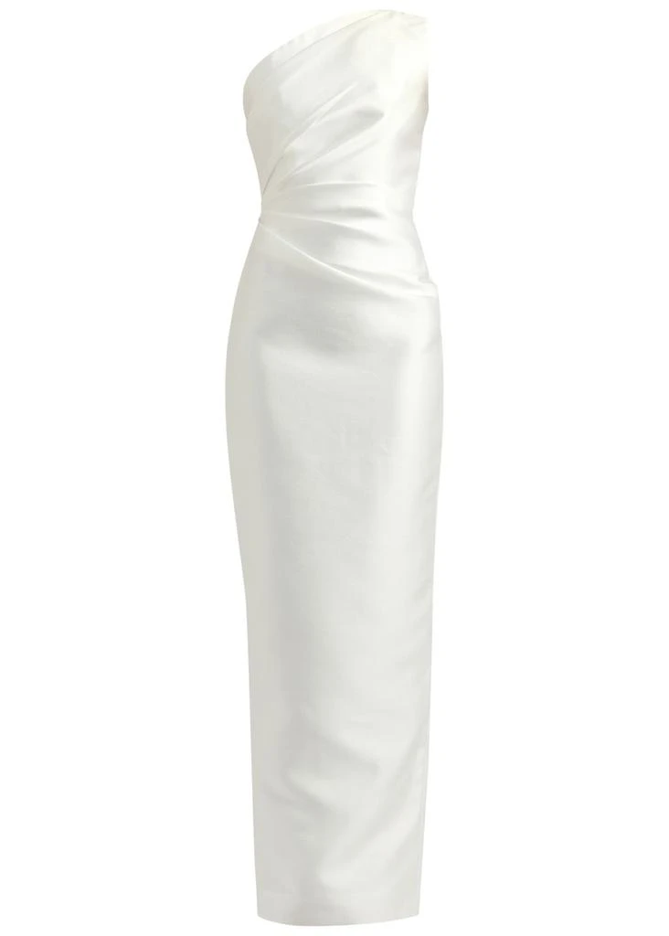 SOLACE LONDON Kira one-shoulder satin-twill gown 1